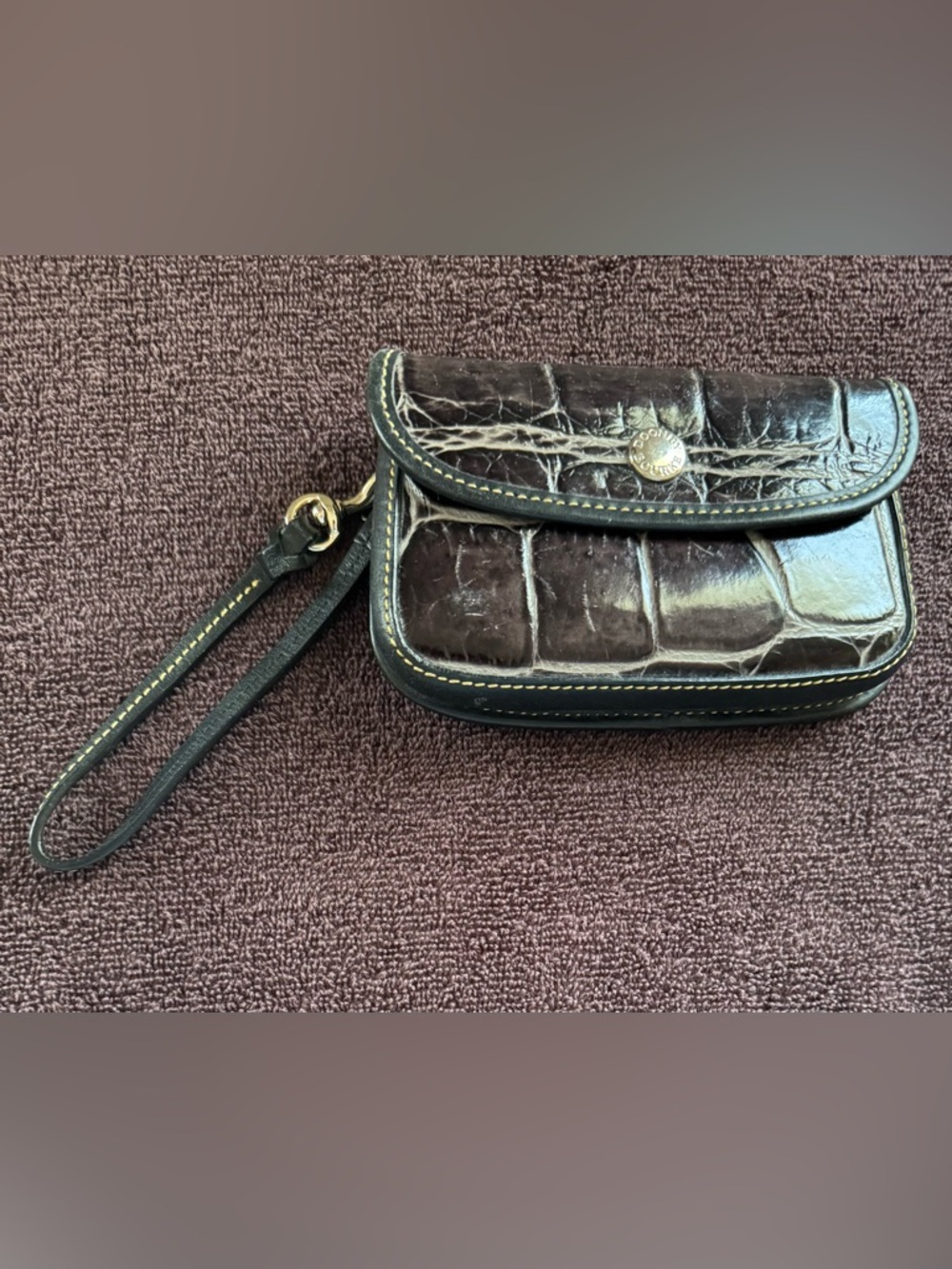 Dooney & Bourke Purple Croc-Embossed Wristlet